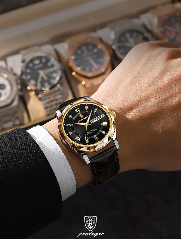 Poedagar Leder Herrenuhr